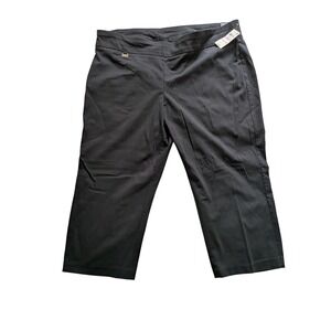 Alfani Womens 22W Tummy Control Capri Pants Deep Black Plus Cropped Trousers NWT